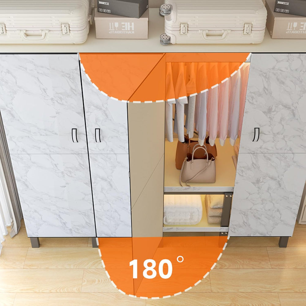 33.5in Foldable Heavy Duty Covered Metal Garment Rack with Magnetic Door