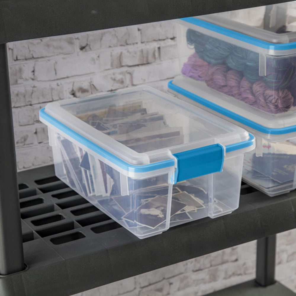 Sterilite Gasket Storage Box with Lids for Home & Office, 12 Quart, 6-Pack