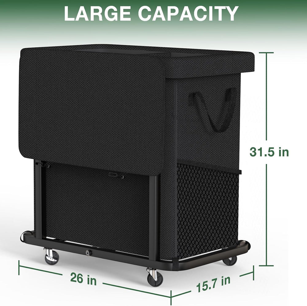 Laundry Basket with Lid,190L Rolling Laundry Hamper with Wheels,Black