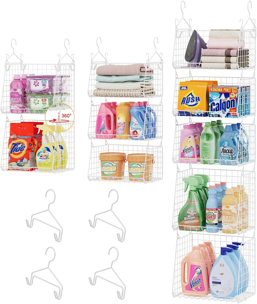 Sonyabecca 5-Tier Hanging Laundry Basket Organizer: Foldable Wire Shelf Baske...