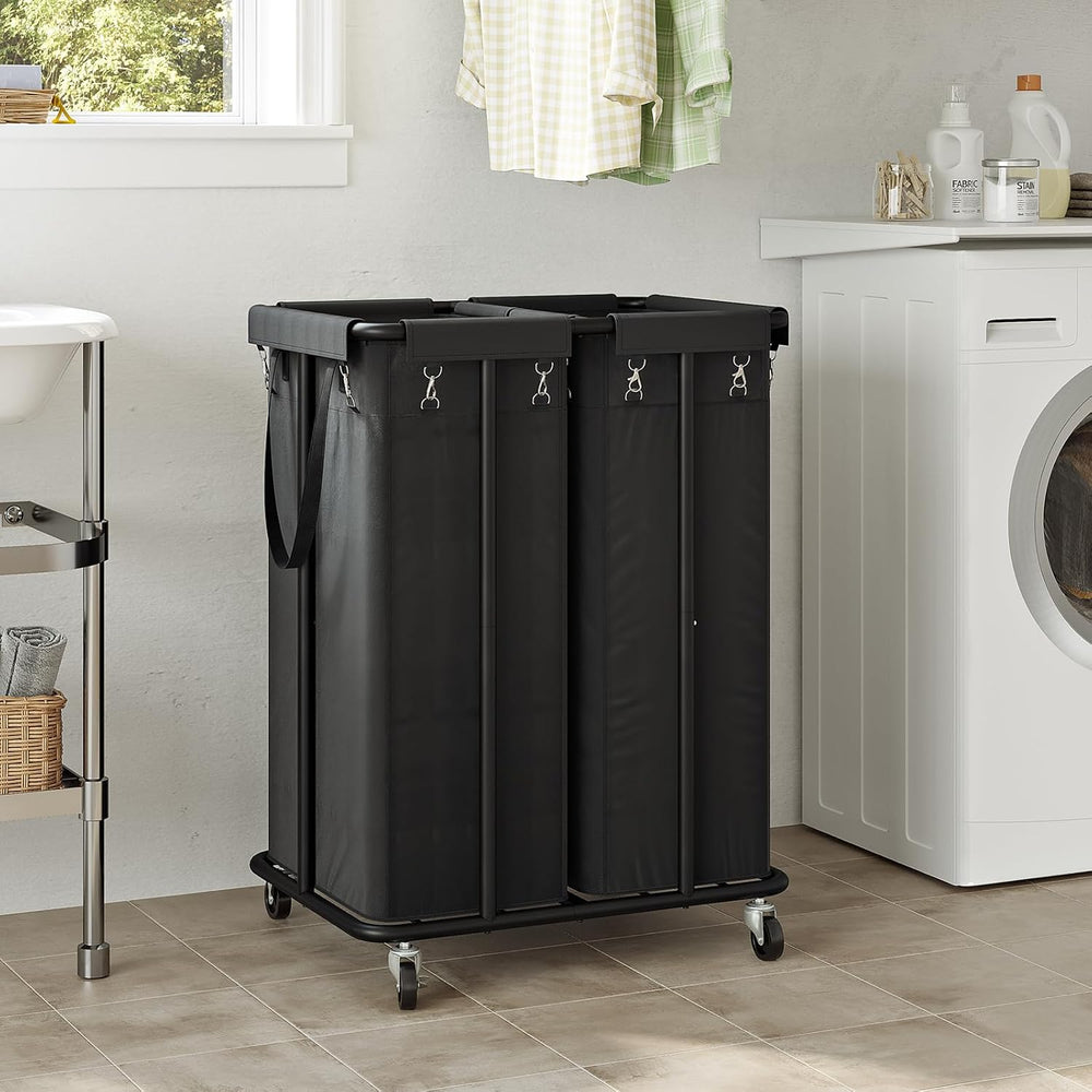 WOWLIVE Double Laundry Hamper with Wheels, 170L Rolling Laundry Basket