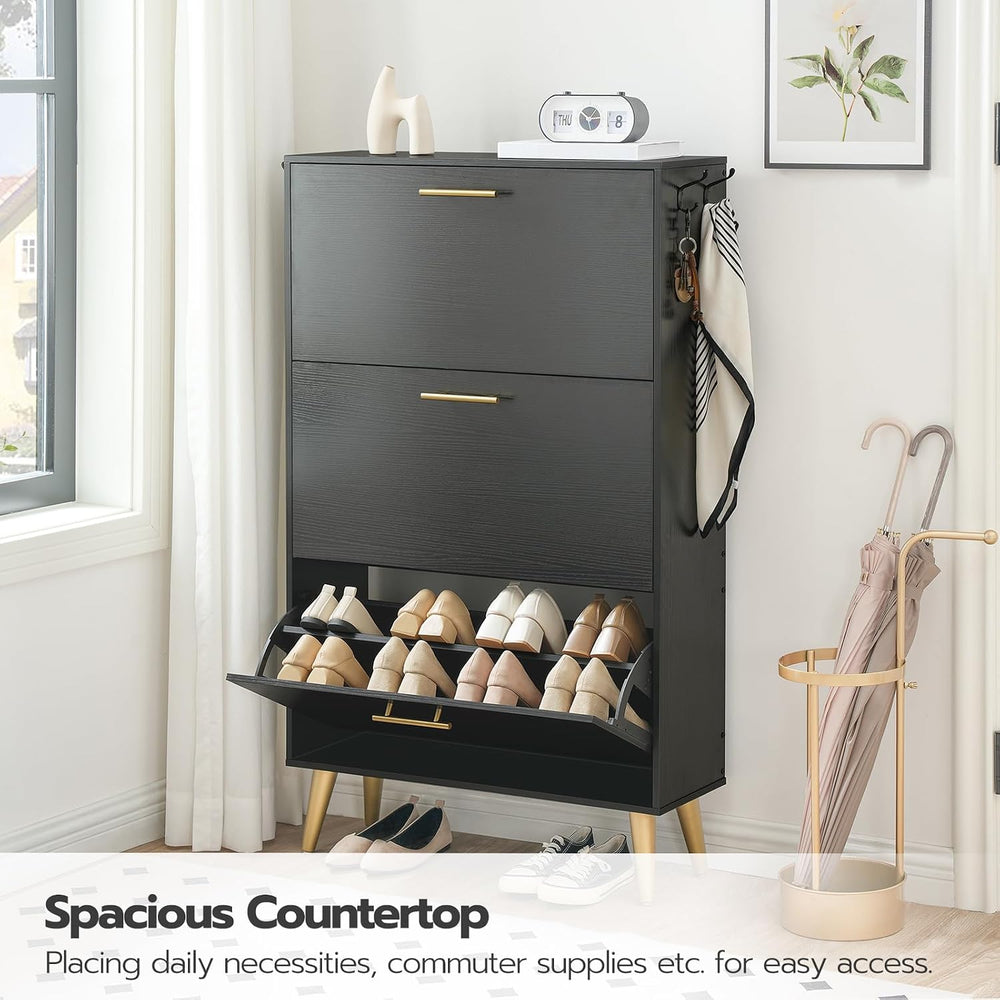 HOOBRO Shoe Cabinet, Shoe Storage Cabinet for Entryway, Hidden Shoe Cabinet w...