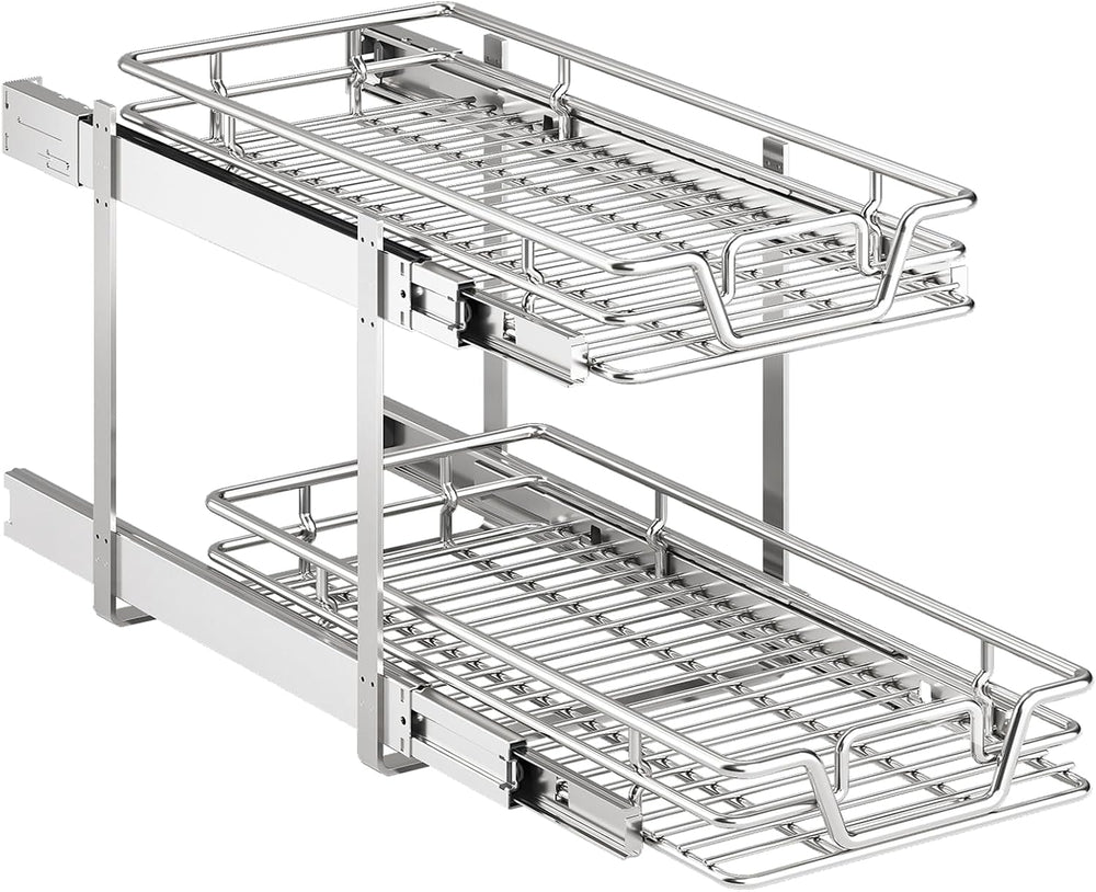 2-Tier Kitchen Cabinet,Pull Out Cabinet Organizer,Shelf and Drawer Organizer ...