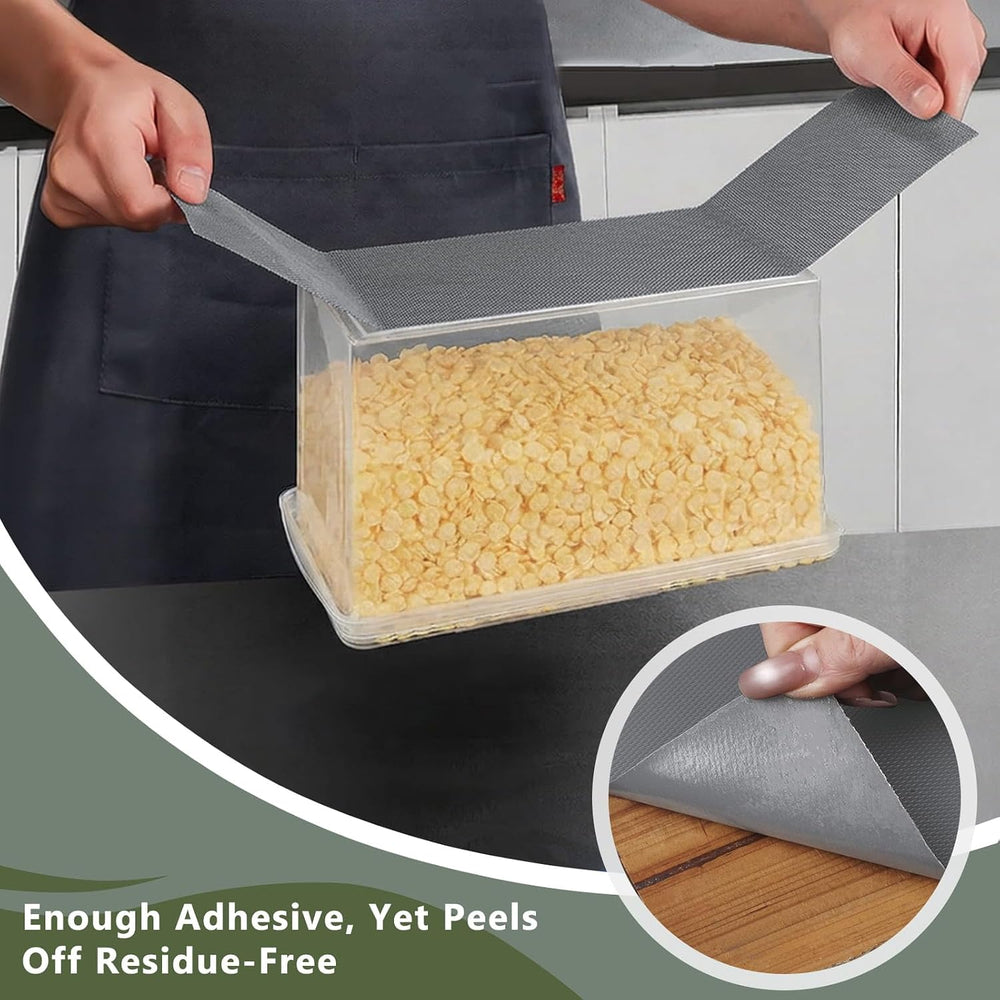 Anze Adhesive Shelf Liner for Kitchen Cabinet, 17.5 x 393.7 in, Gray