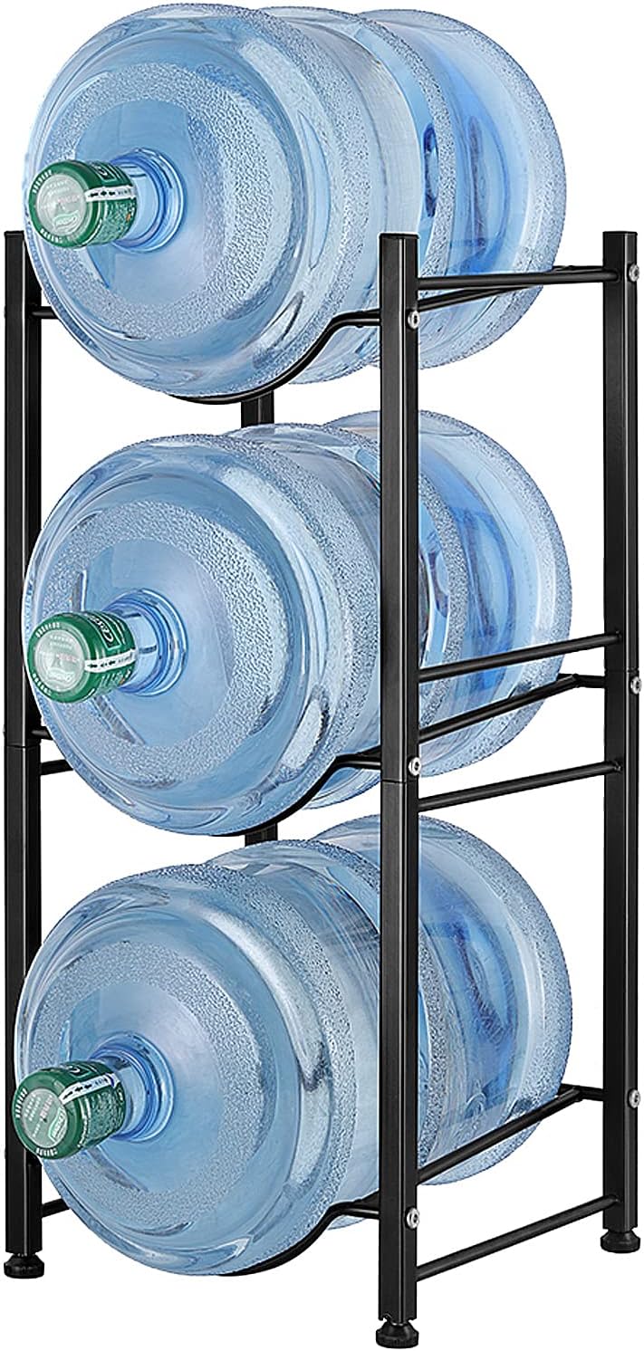 Water Jug Rack for 5 Gallon Water Cooler Jug Holder 3 Tier Heavy Duty Stackab...