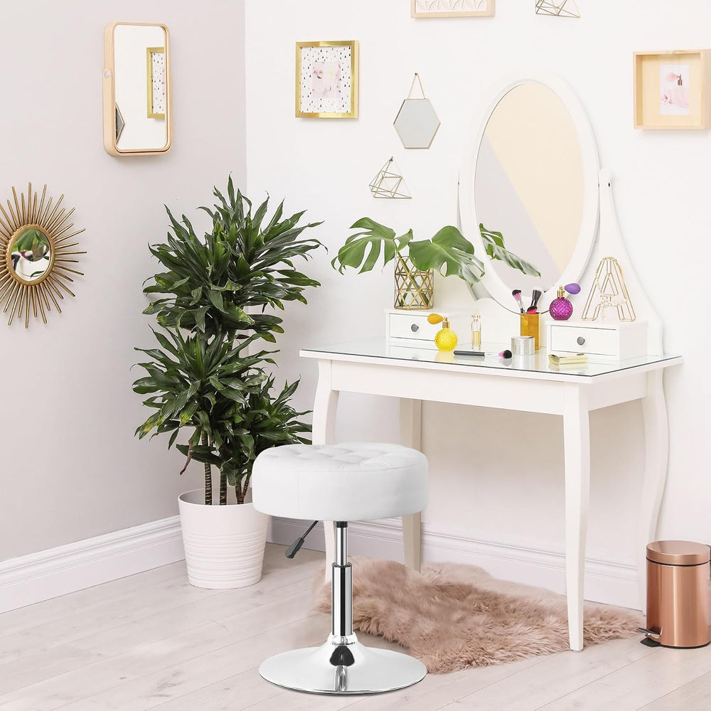 SUPER DEAL Set of 2 Vanity Stools for Makeup, Vanity Ottoman Chair with Adjus...