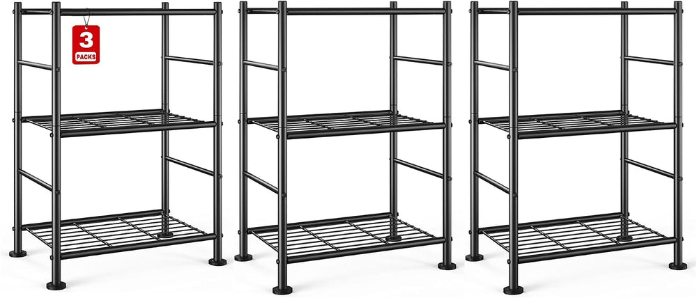 Sakugi 3-Pack Storage Shelves - 3-Tier Metal Wire Shelf Organizer, Slim Shelf...
