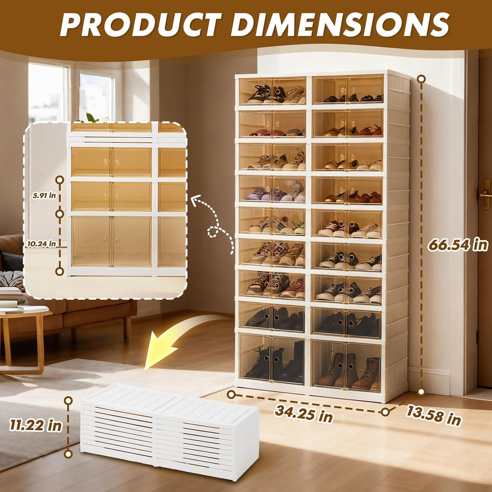 SAYMA 9 Tiers-36 Pairs Folding Shoe Rack Organizer Cabinet with Doors