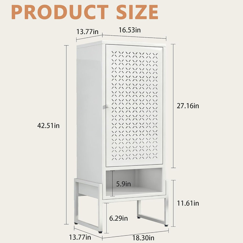 LEYNOT Metal Storage Cabinet with Door, 42.5" H Small Narrow Cabinet wit...