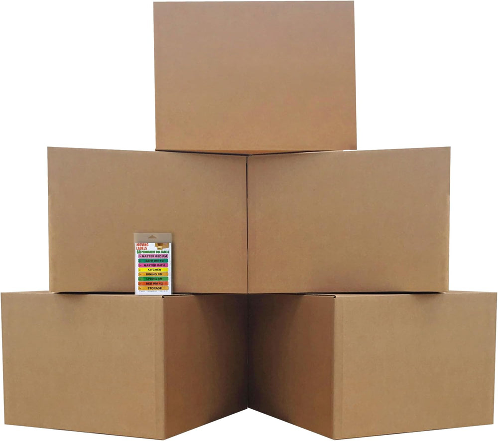 Extra Large Corrugated Moving Boxes, 23"x23"x16", 5 Pack, 60 M...