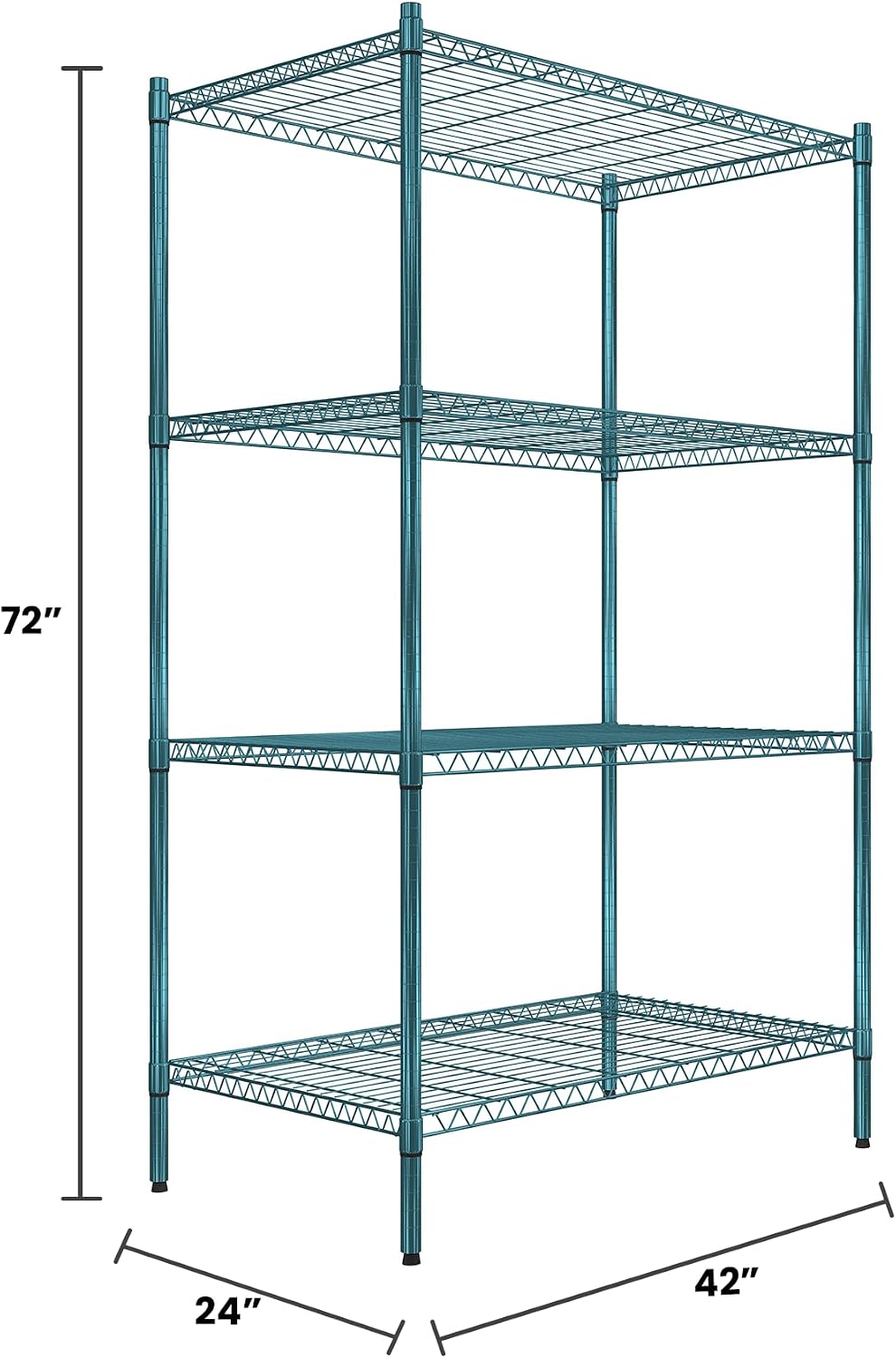 Quantum Storage Systems RWR72-2442LDP Adjustable Wire Green Epoxy 4 Shelves 7...