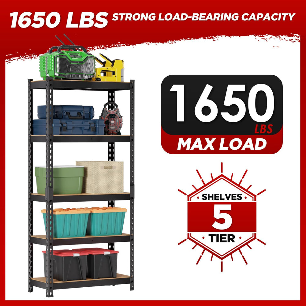 BestOffice 5-Tier Heavy Duty Storage Shelving Unit, 1650 LBS Adjustable Metal...