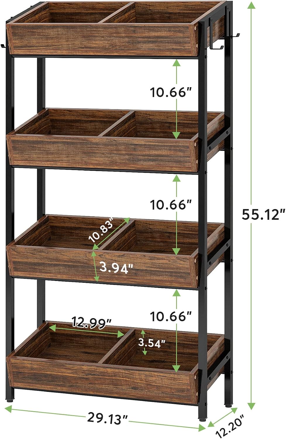 Tribesigns Wood Fruit and Vegetable Basket Stand Rack for Kitchen, Office, St...