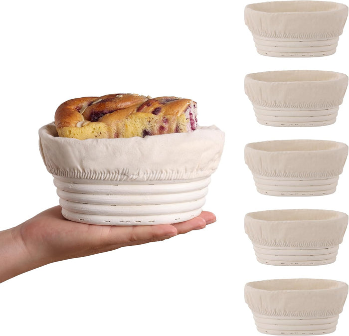 KONGDY 6 Pcs Banneton Bread Proofing Basket Oval Sourdough Bread Basket