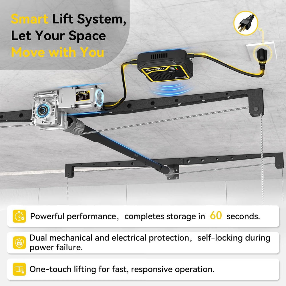 Motorized Overhead Garage Storage Rack with Remote Control, 4x4 FT Garage Cei...
