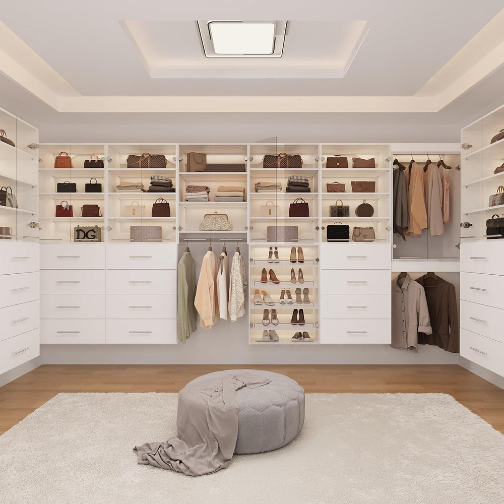 ROOMTEC 31.5" Shoe Shlef Tower Wardrobe Closet with Clear Glass Doors, W...