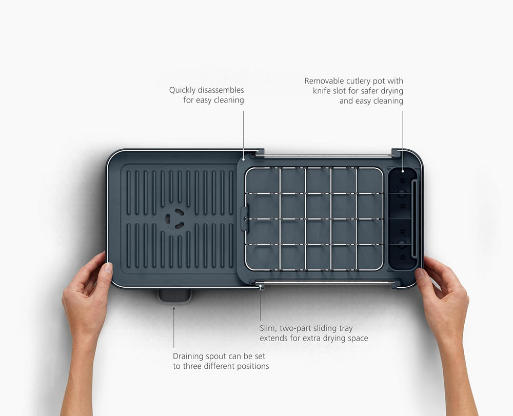 Joseph Joseph Extend Slim Steel Expandable Dish Drying Rack with Removable Cu...