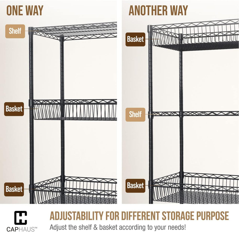 CAPHAUS NSF Wire Shelving Unit w/Baskets & Liner, Storage Rack Corner She...