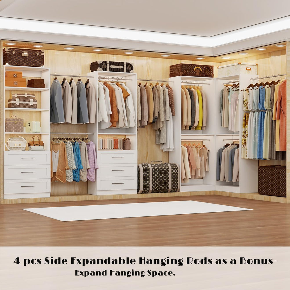 Closet System with 4 Sets, 8FT-21FT Modular Closet Organizer Systems with 6 D...