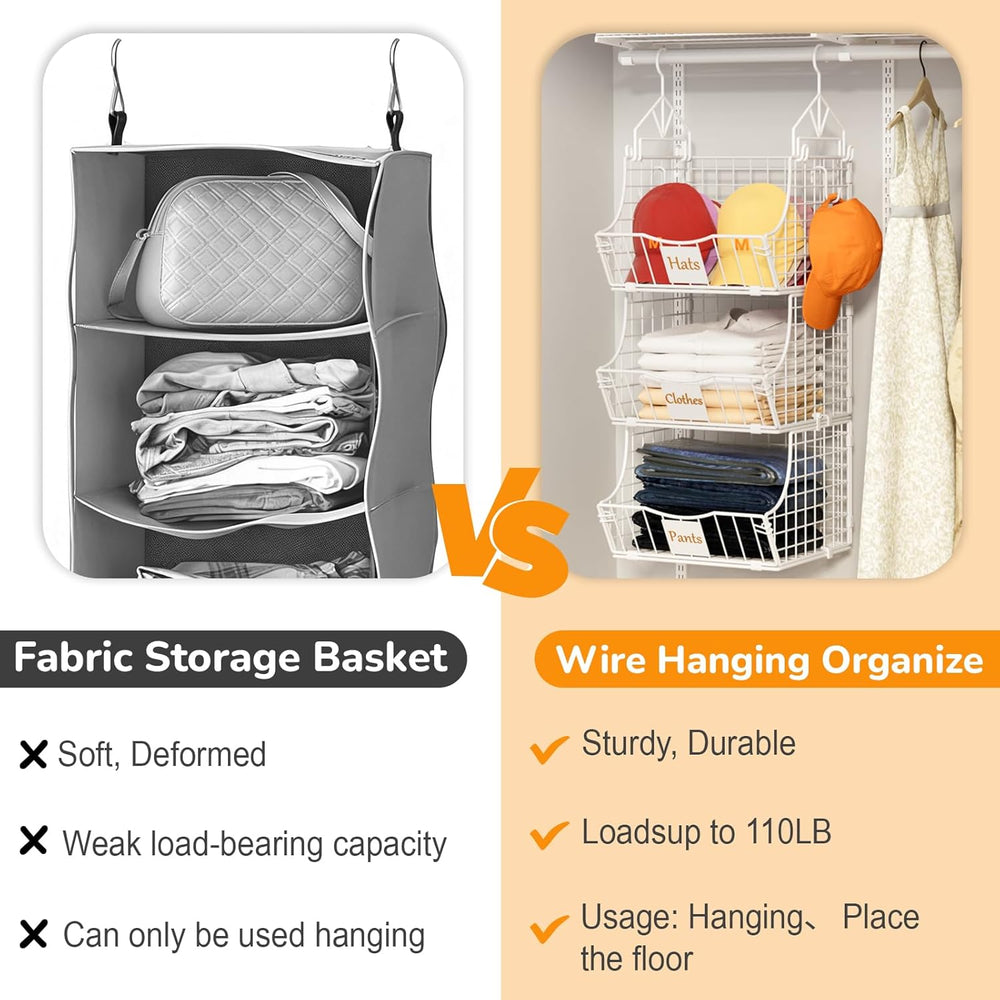 Hanging Closet Organizers and Storage, 6 Tier Closet Shelf Clothes Organizer ...