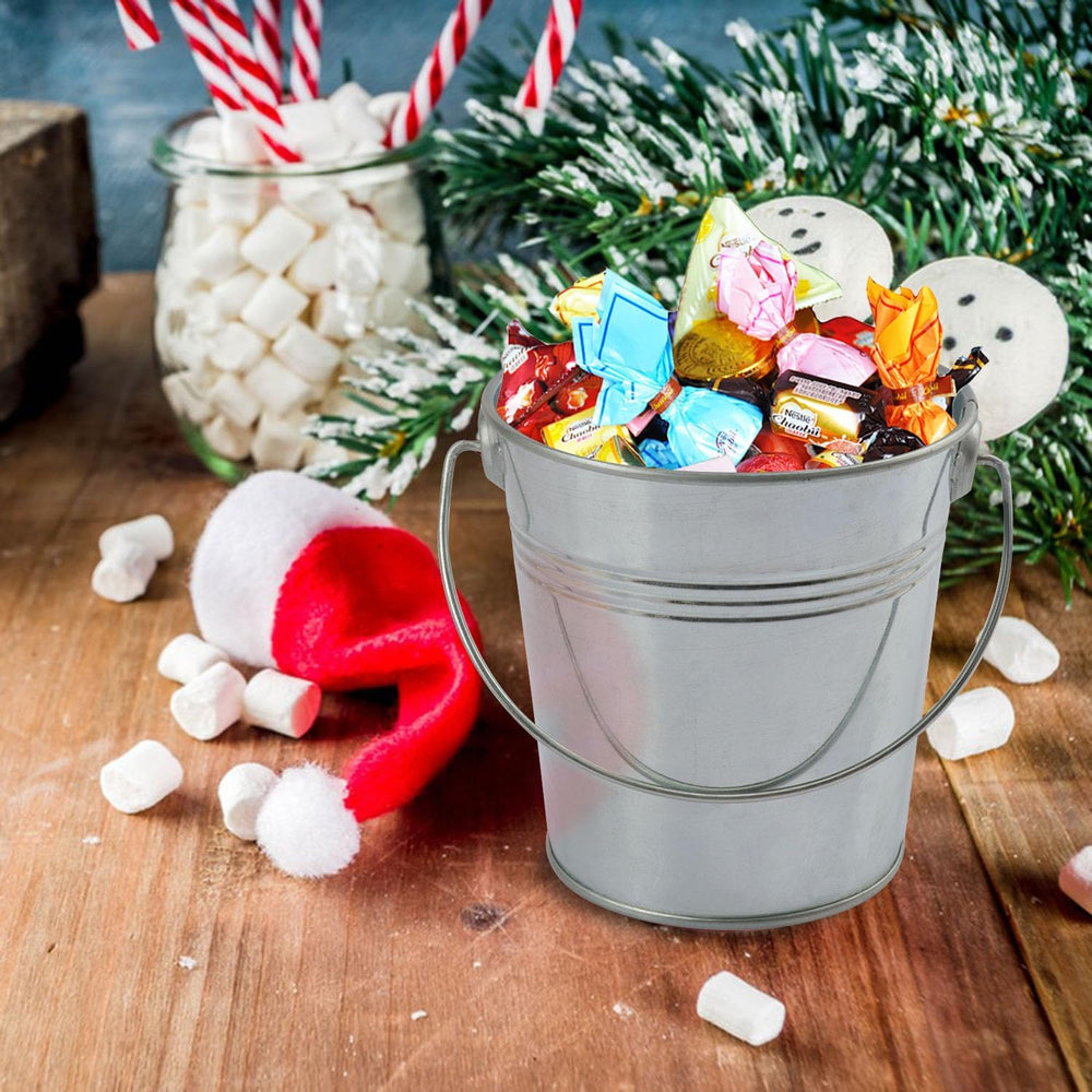 25 PCS 4.1 inch Galvanized Mini Tin Buckets, Silver Metal Buckets with Handle...