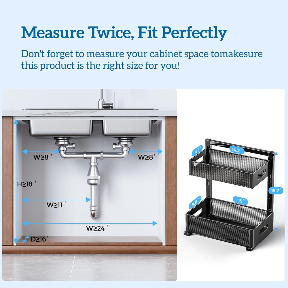 Under Sink Organizer for Bathroom & Kitchen, Under Cabinet Storage Shelf,...