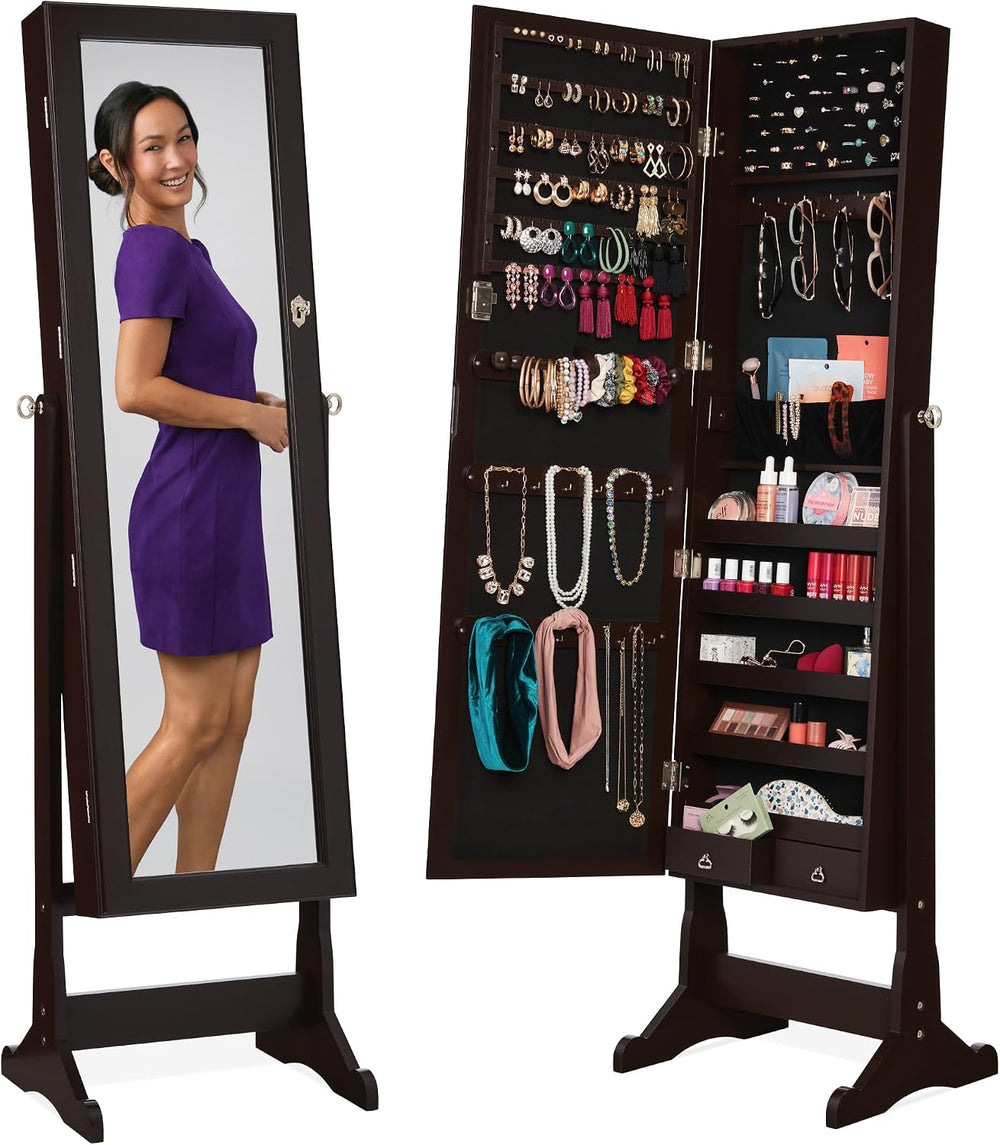 Best Choice Products Freestanding Jewelry Armoire Cabinet, Full Length Standi...