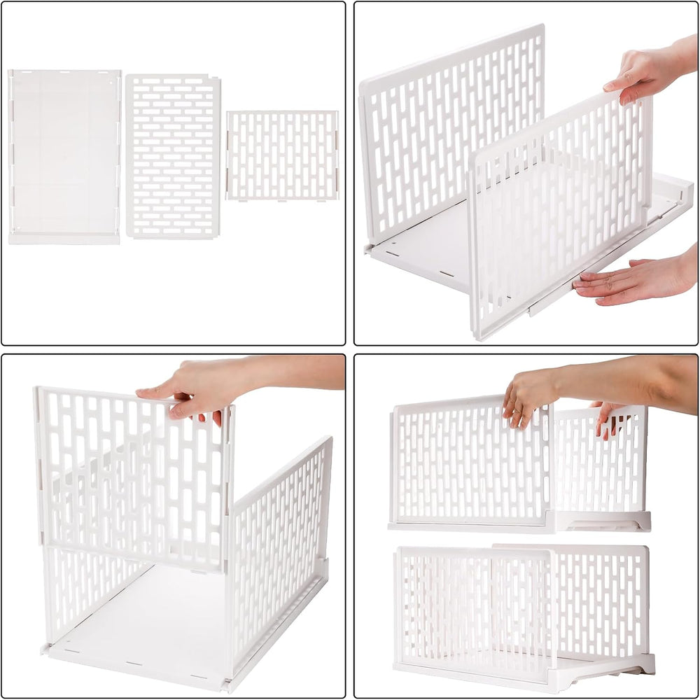 AVLA 4 Pack 38" Stackable Plastic Storage Basket, Plastic Foldable Close...