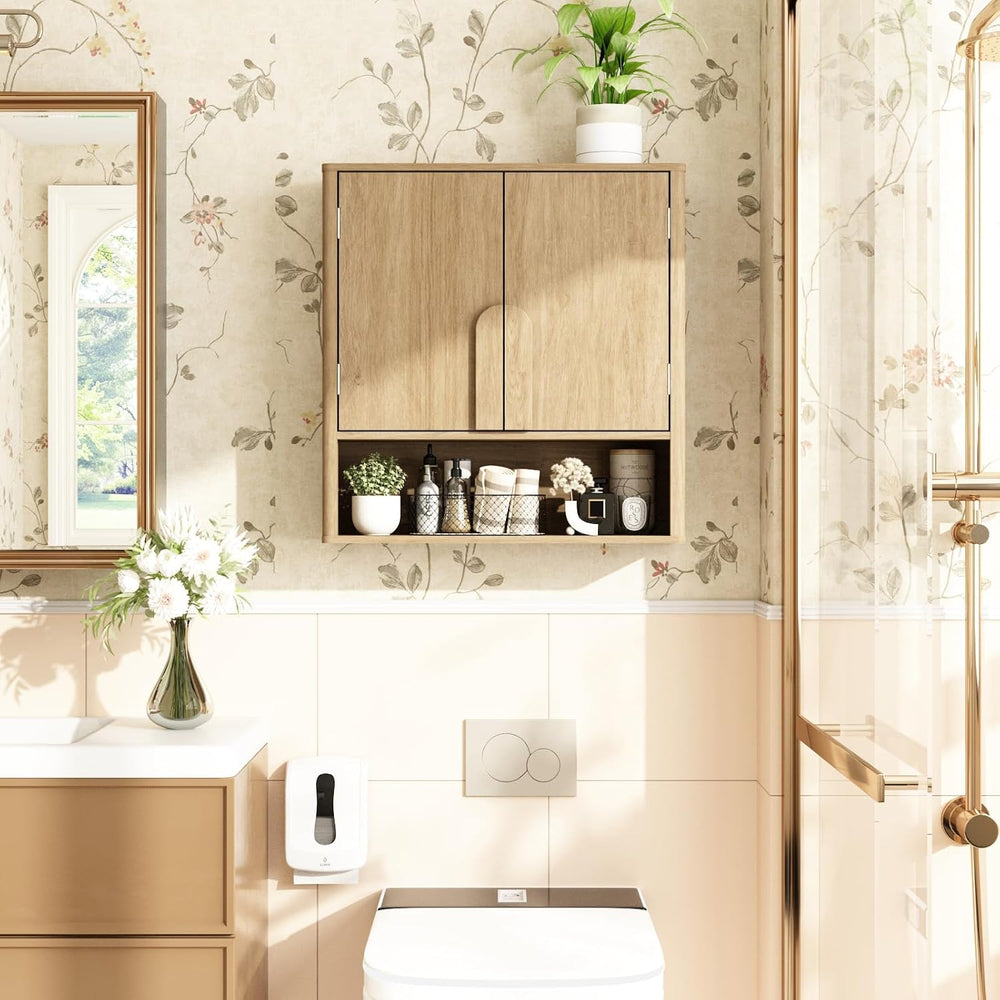 RUSTOWN Wall Mounted Bathroom Cabinets with Rounded Edges & Curved Handles