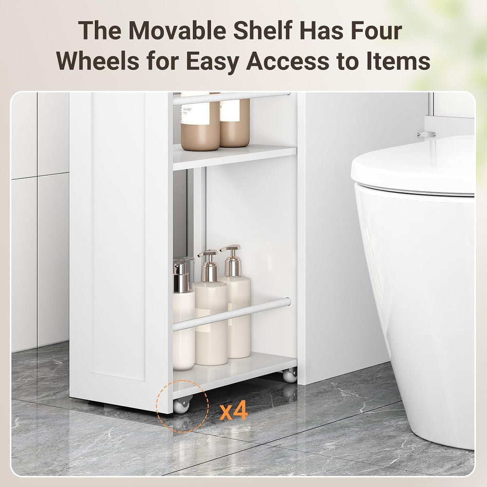 ELYKEN Over The Toilet Storage Cabinet with Acrylic Doors & Pulley, White