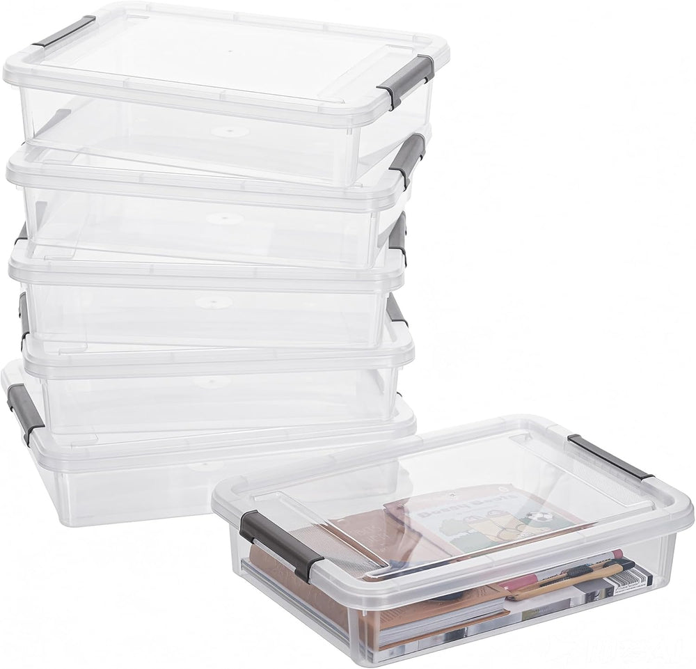Citylife 6PC Storage Bins with Lids, Stackable Plastic Box, Paper Storage