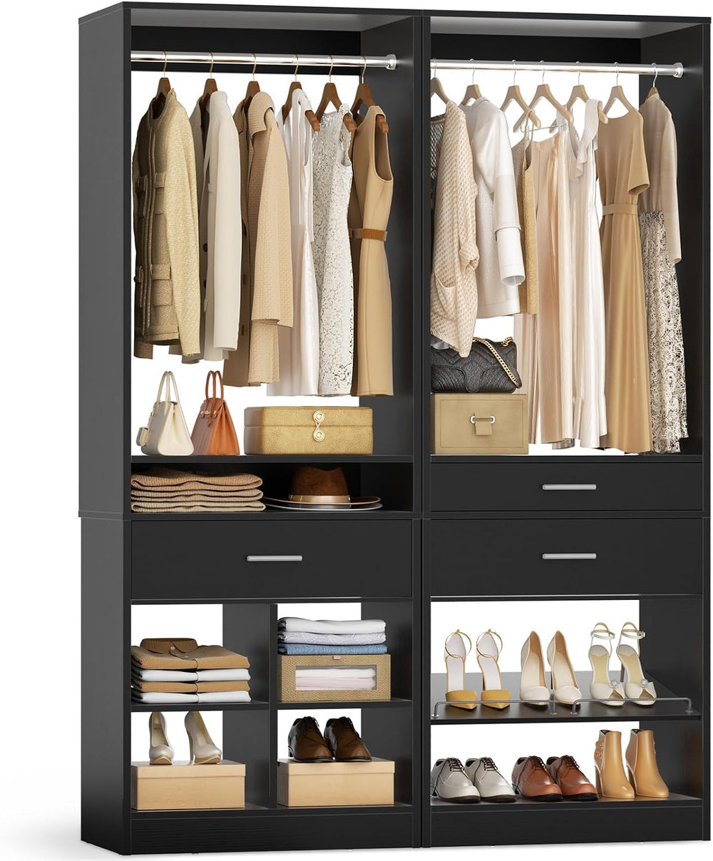Unikito 50" W x 80" H Closet Organizer Storage System with 2 Hangin...