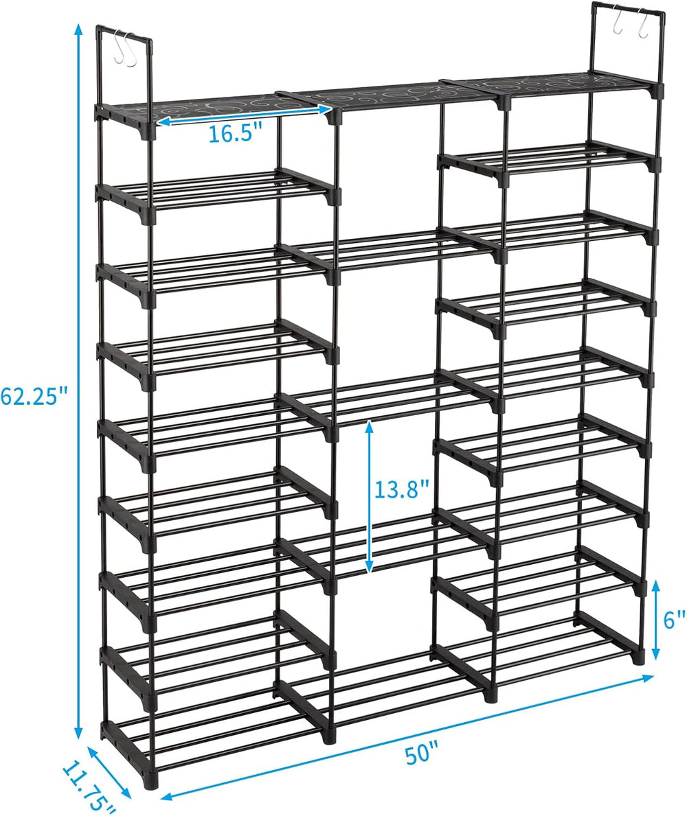 Large Shoe Rack Organizer for Entryway Closet 50-55 Pairs 9-Tier Heavy Duty T...
