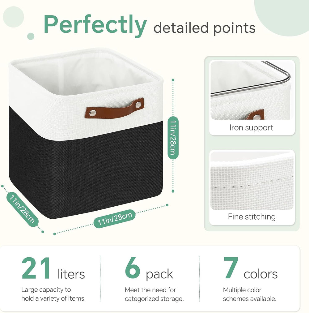 FinishingBo 11 inch Cube Storage Bin 6 Pack, Cube Organizer Bins