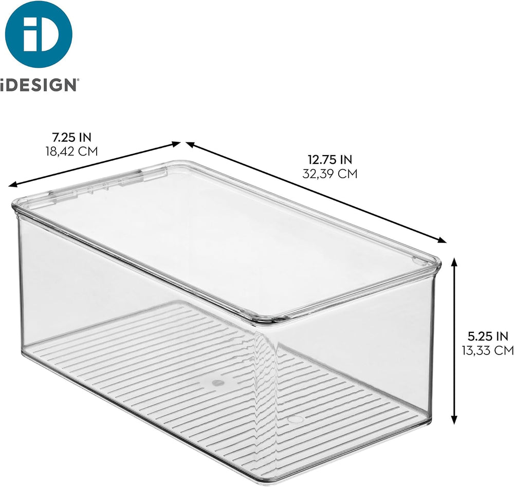 iDesign Stackable Shoe Box with Hinged-Lid, Set of 2, Clear