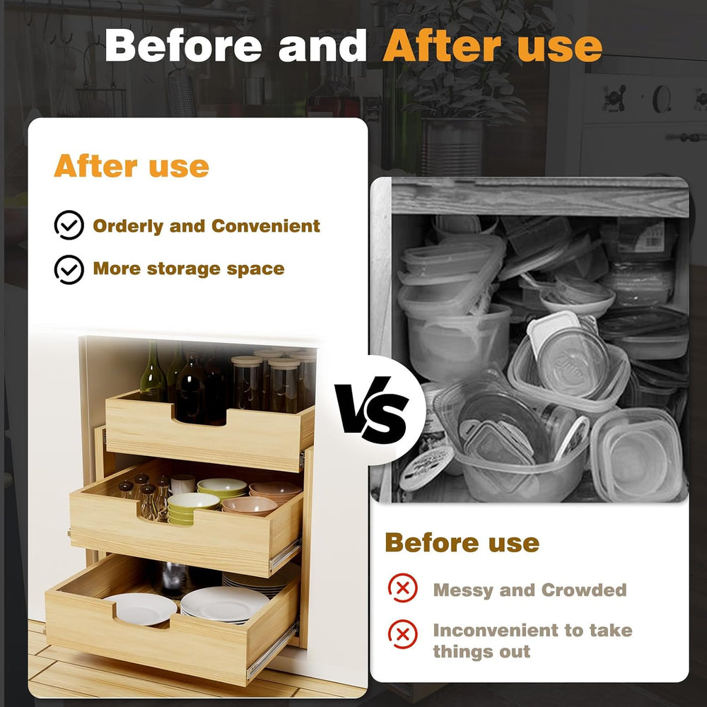 Pull Out Cabinet Organizer, 23''W×21''D Sliding Drawers for C...