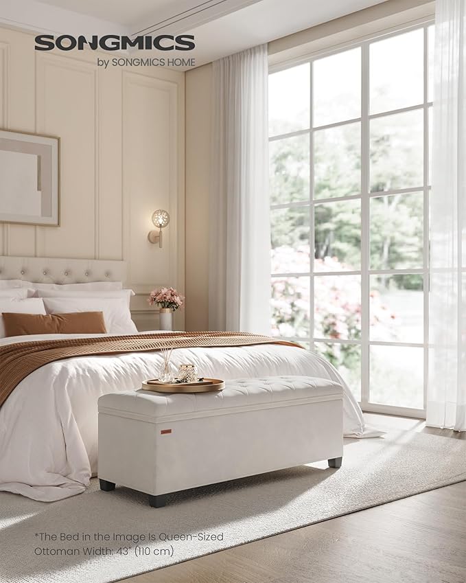SONGMICS Velvet Storage Ottoman Bench, Foot Rest