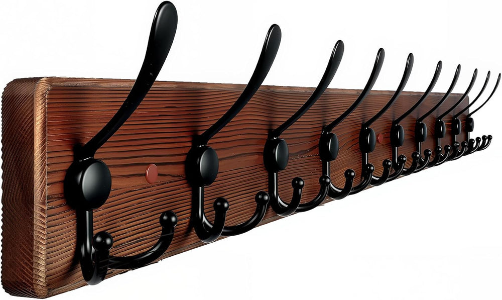 Large Coat Rack Wall Mount 38.6'' Rustic Wood Coat Rack Hook Long Coa...
