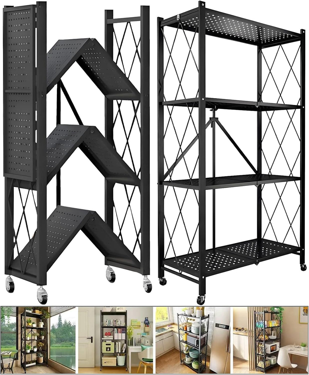 Kitchen Garage Metal Shelves, Storage Shelves Organizer, Foldable Metal Shelv...