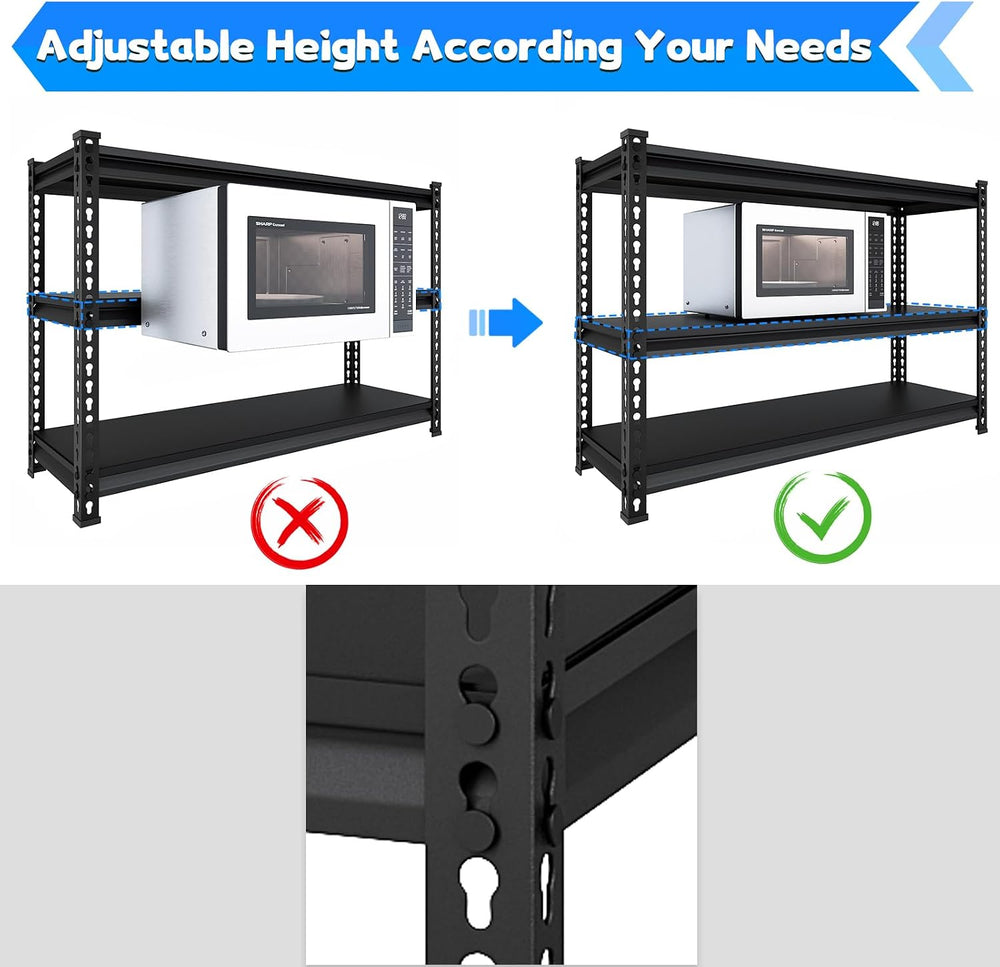 48" W Garage Shelving Heavy Duty, 1500LBS Loads Adjustable Garage Storag...