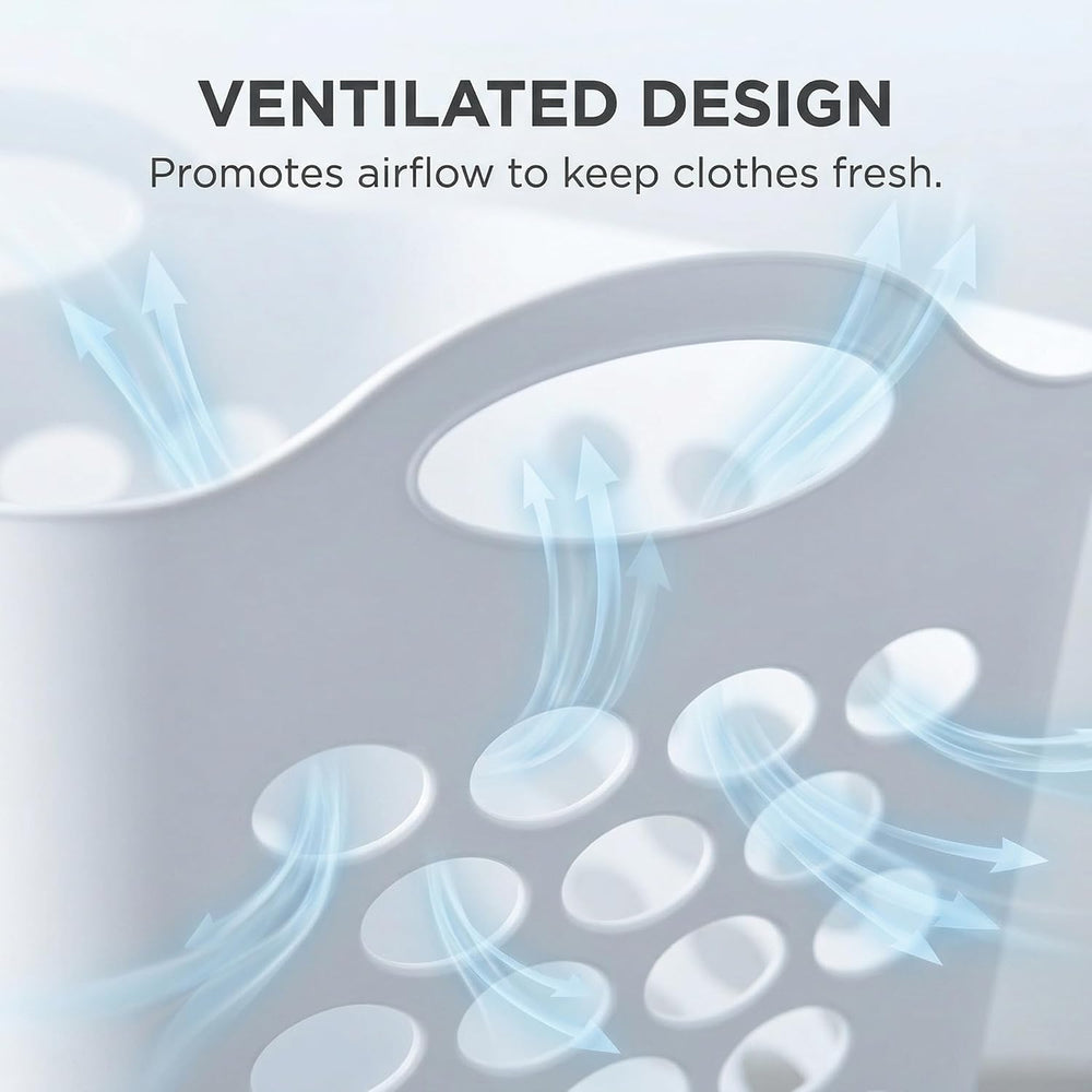 4-Pack Flexible Square Laundry Basket with Built-in Handles, White Plastic Cl...