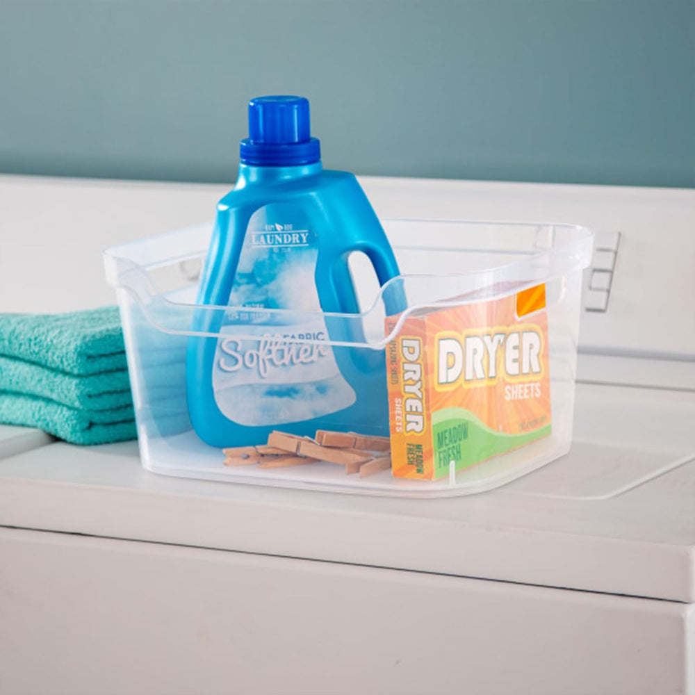 Sterilite 7 x 11 x 14.25 Inch Polished Open Scoop Front Storage Bin with Comf...
