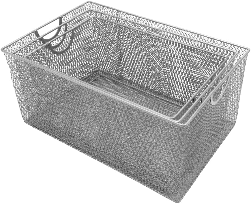 YBM HOME Household Wire Mesh Metal Steel Storage Basket Organizer, Open Bin S...