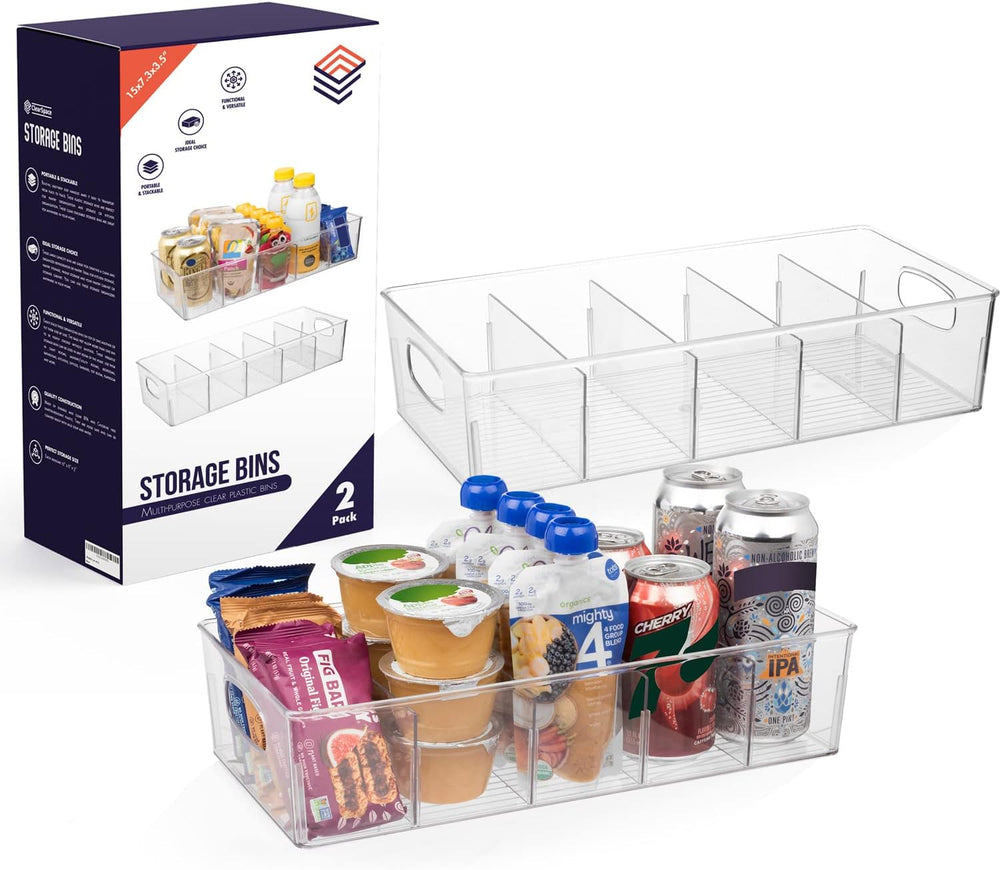 ClearSpace Pantry Storage Bins with Removable Dividers, XL, 2 Pack