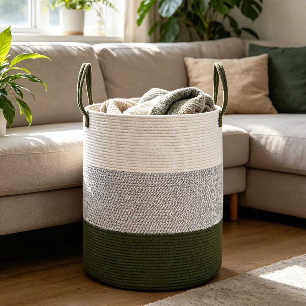 105L Extra Large Laundry Basket,Clothes Hamper with Handles-Green