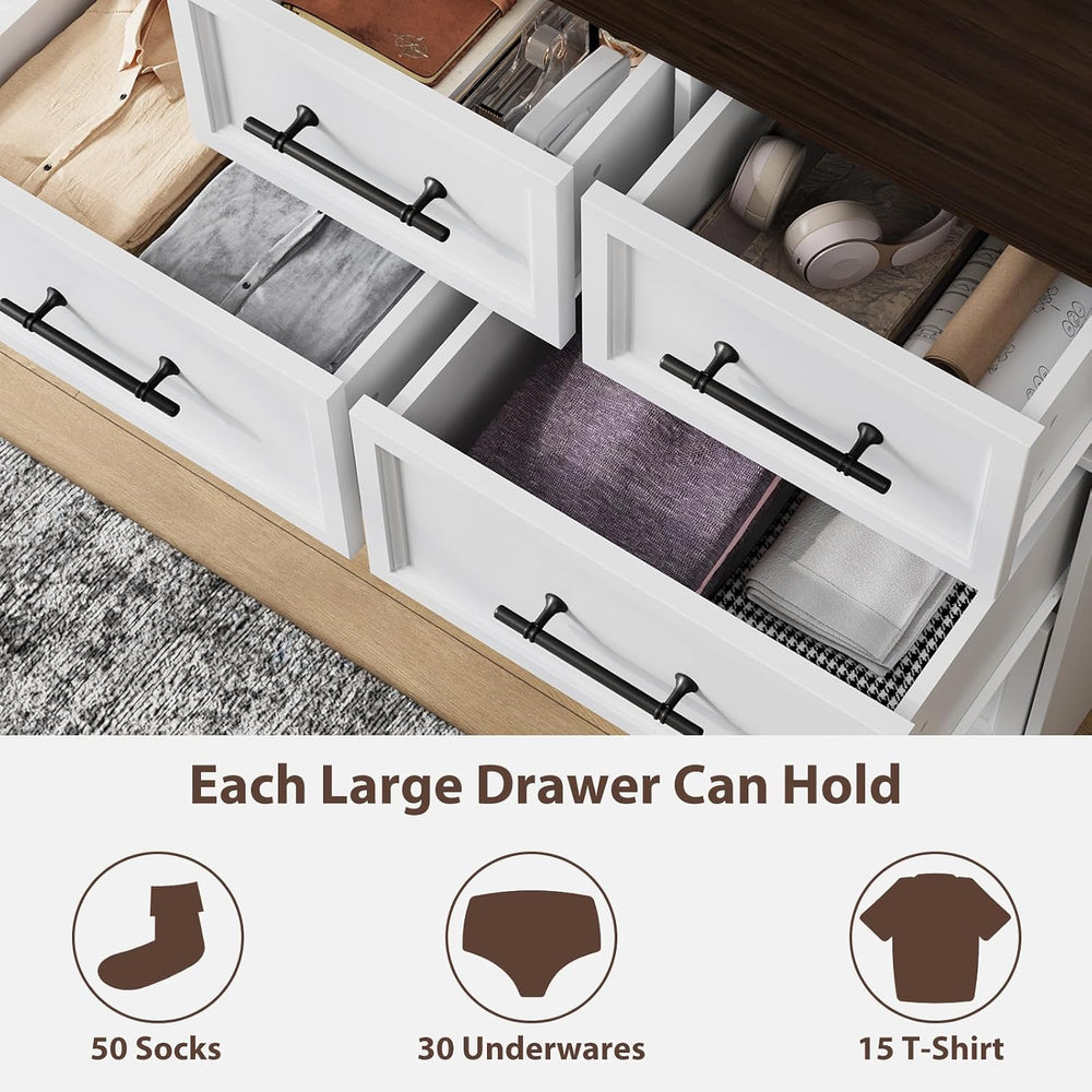 YANSNWO White 10 Drawer Dresser for Bedroom, 59" Wide Chest of Drawers
