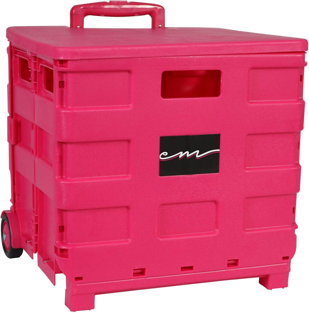 Everything Mary Collapsible Rolling Craft Cart with Lid – Folding Storage Cra...