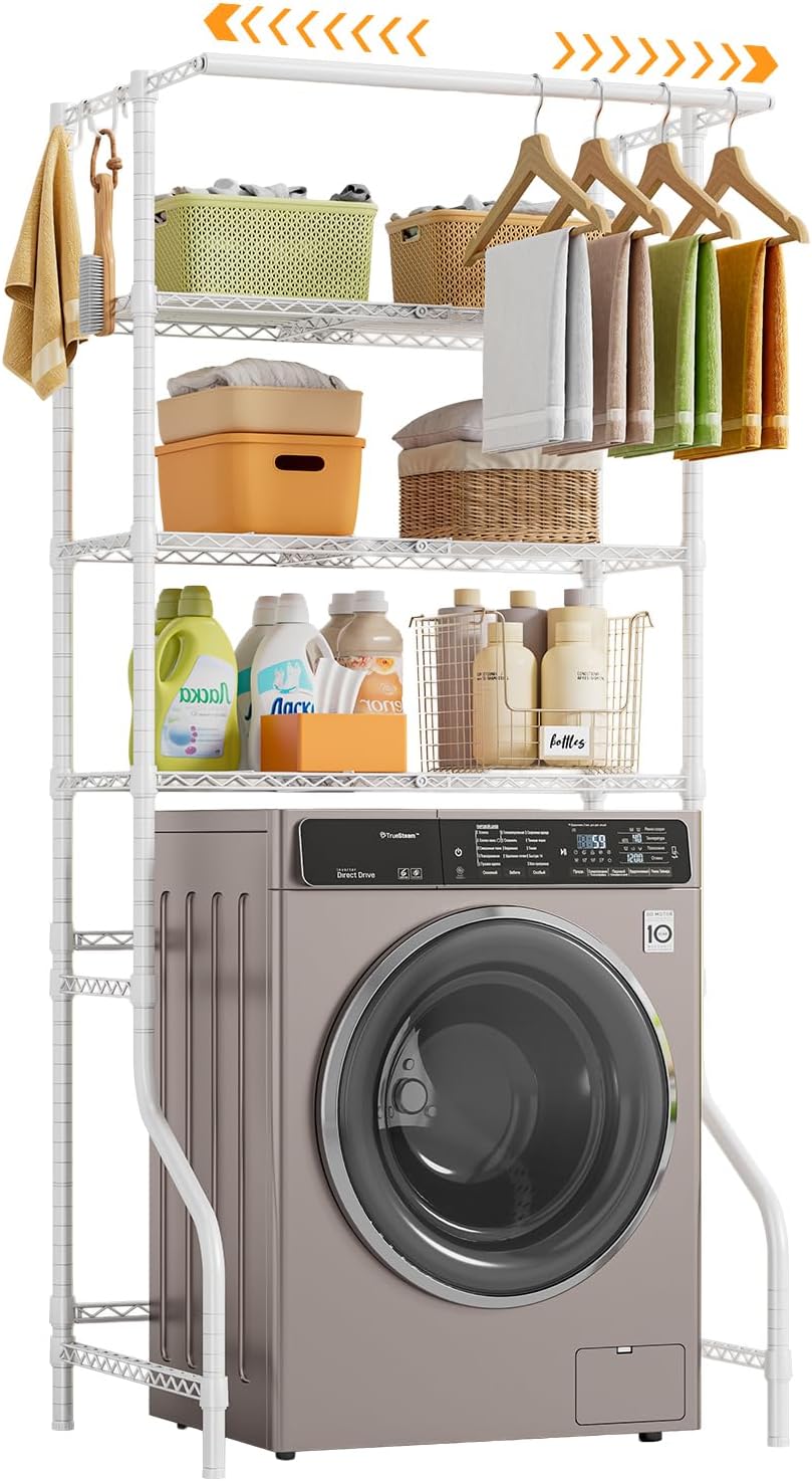 ONBRILL 3 Tiers Expandable Over Washer and Dryer Shelves, White
