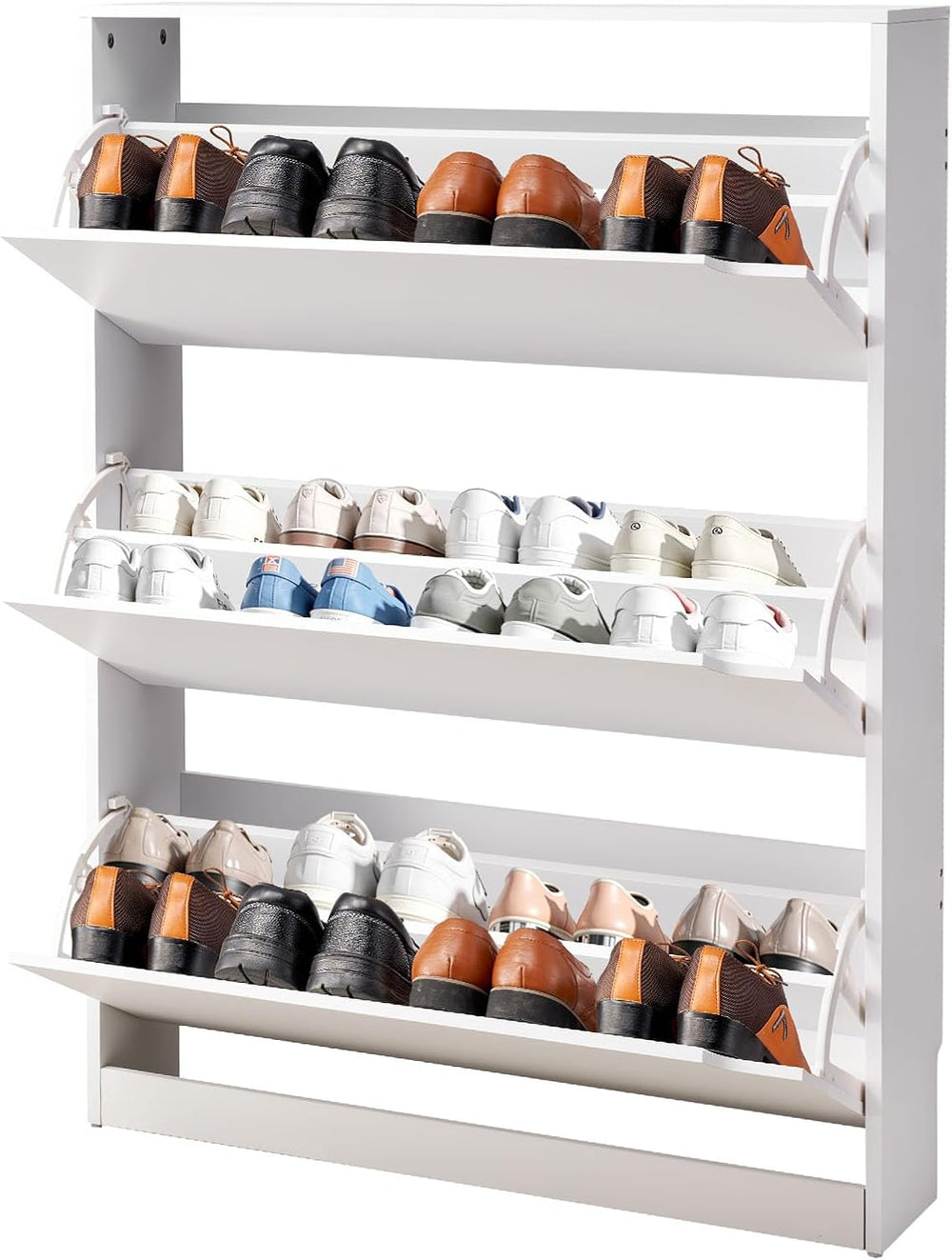 VEVOR Shoe Cabinet with 3 Flip Drawers, Modern Shoes Storage Cabinet with Ant...