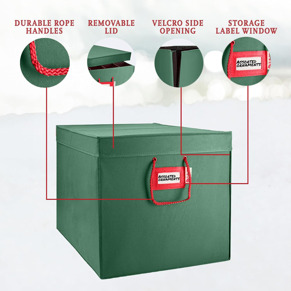HOLDN’ STORAGE Christmas Ornament Storage Box with Dividers, Stores Ornaments...